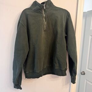 Half-Zip Pullover Sweater - Forest Green